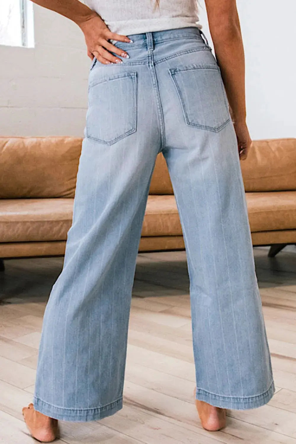 Wide Leg Button Fly Jeans by Partner Label