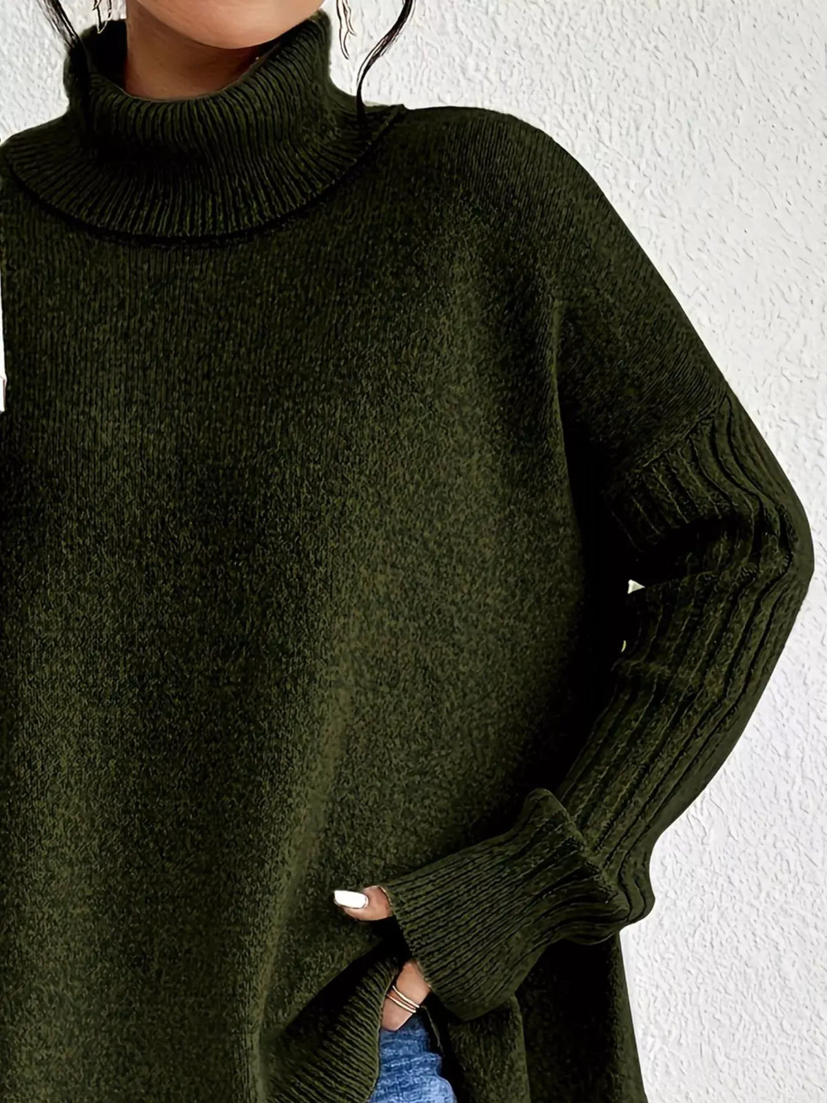 Turtleneck High‑Low Hem Sweater | Partner Labels Selection by Partner Label