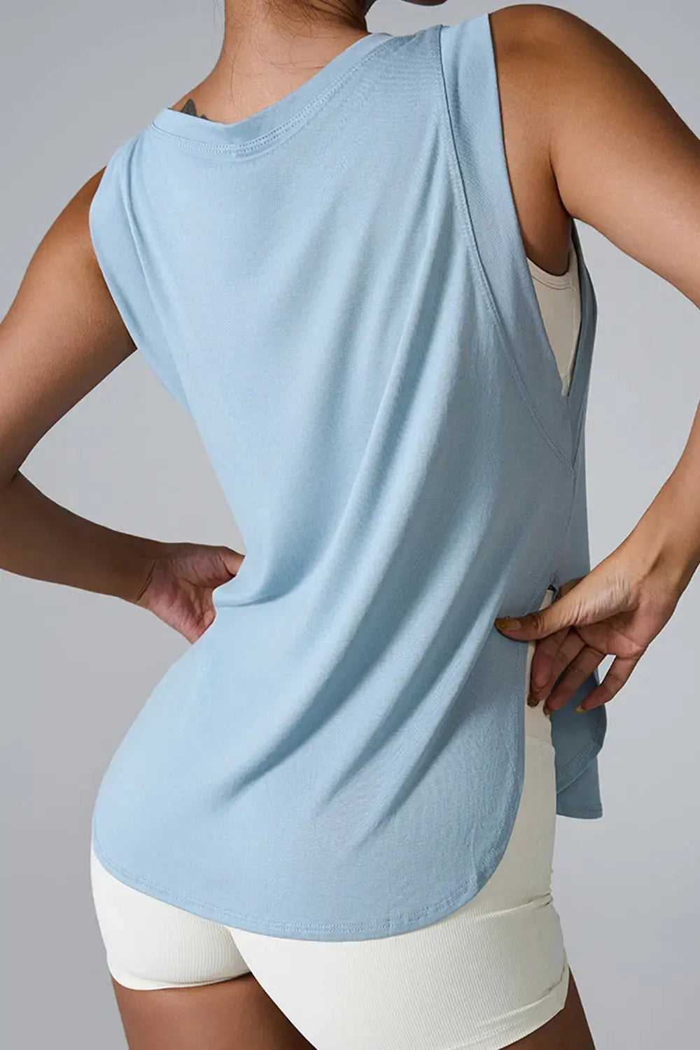 Slit Round Neck Active Tank by Partner Label