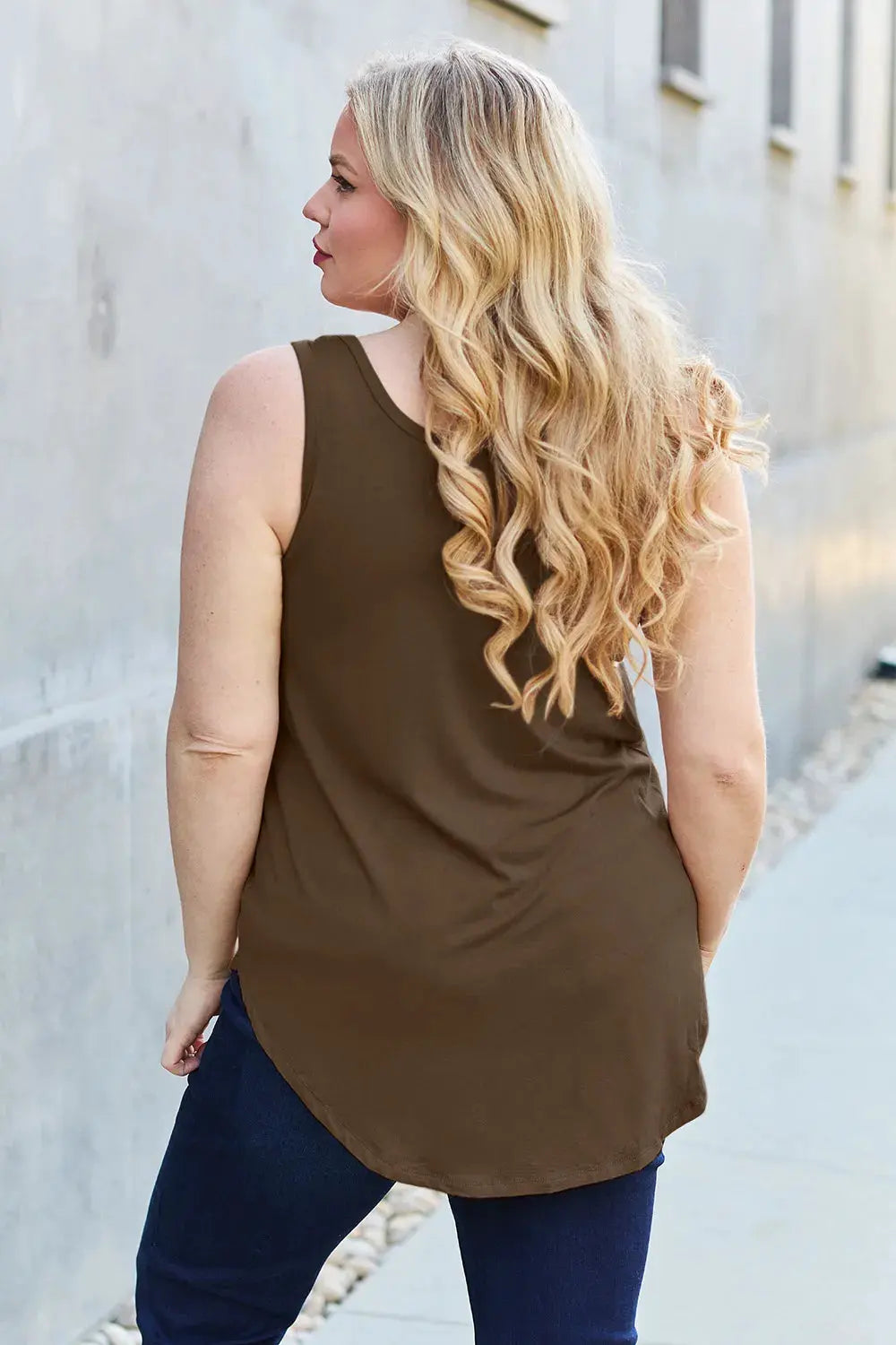 Basic Bae Full Size Round Neck Curved Hem Tank by Basic Bae