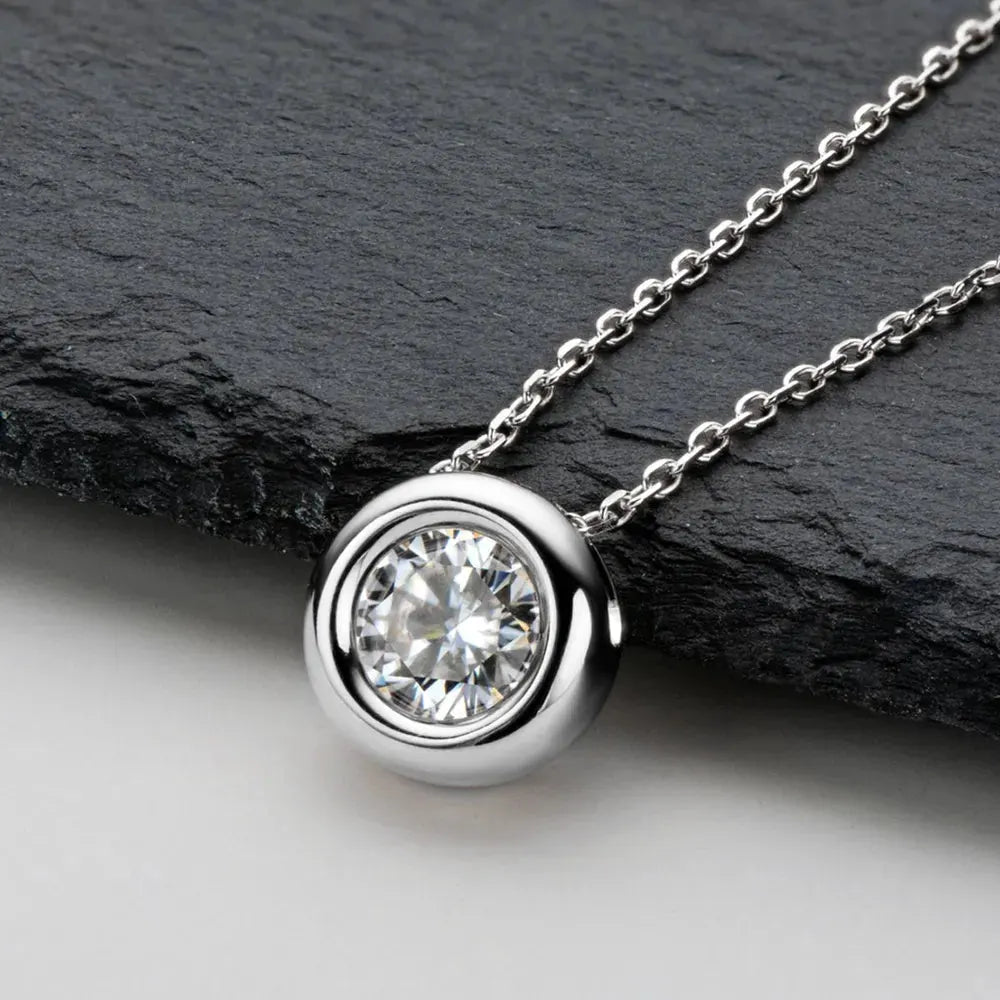 1 Carat Moissanite 925 Sterling Silver Necklace by Partnel Label