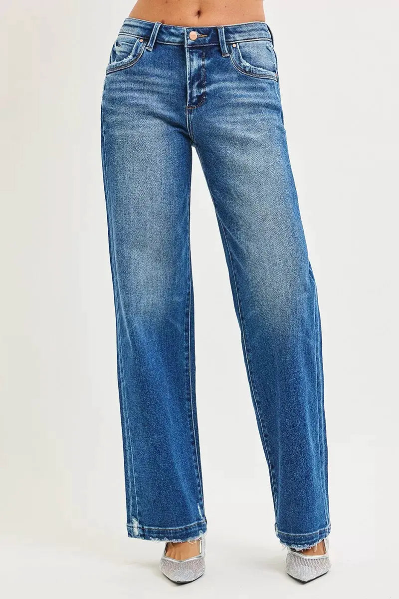 RISEN Full Size Slouchy Baggy Jeans Pocket Side Seam Detail Plus Size by RISEN