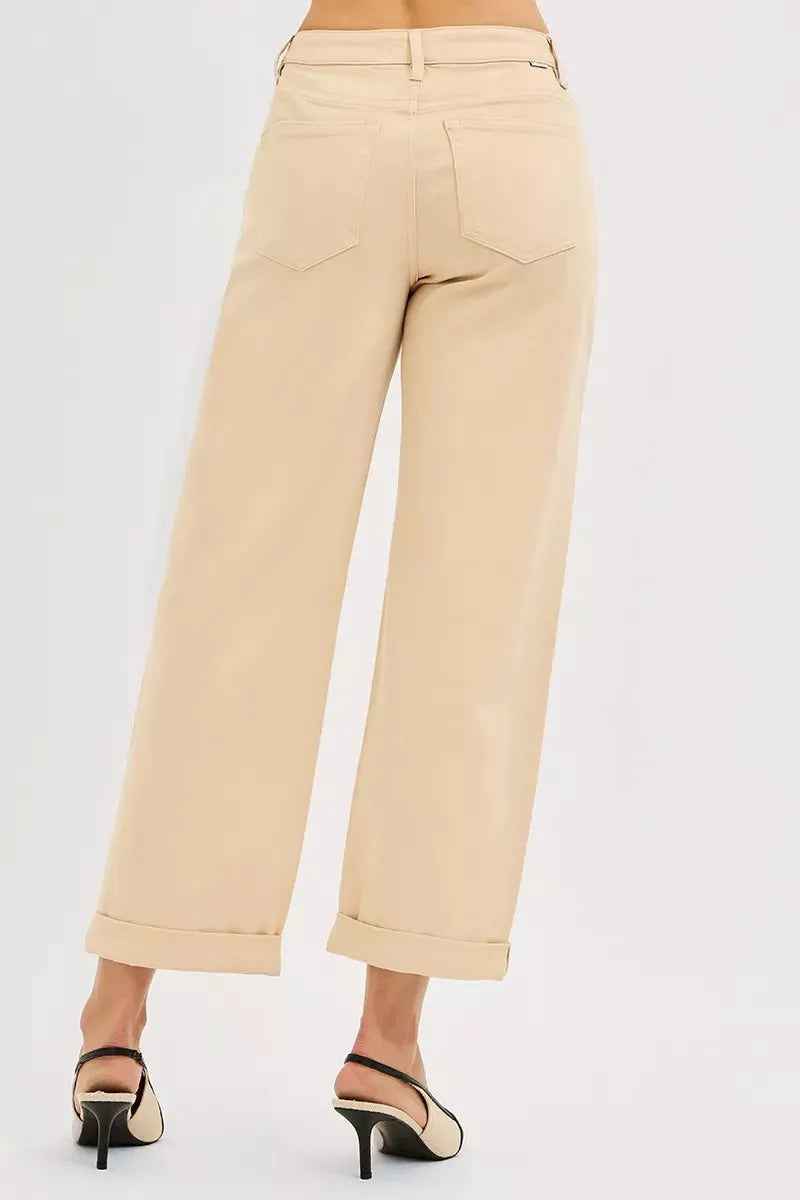 RISEN Tummy Control Mid Rise Ankle Barrel Relaxed Baggy by RISEN