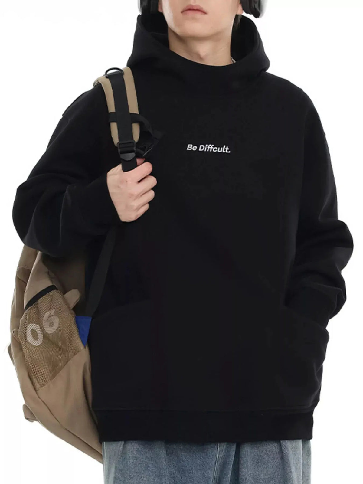 Men's Plus Size Letter Long Sleeve Hoodie by Trendsi