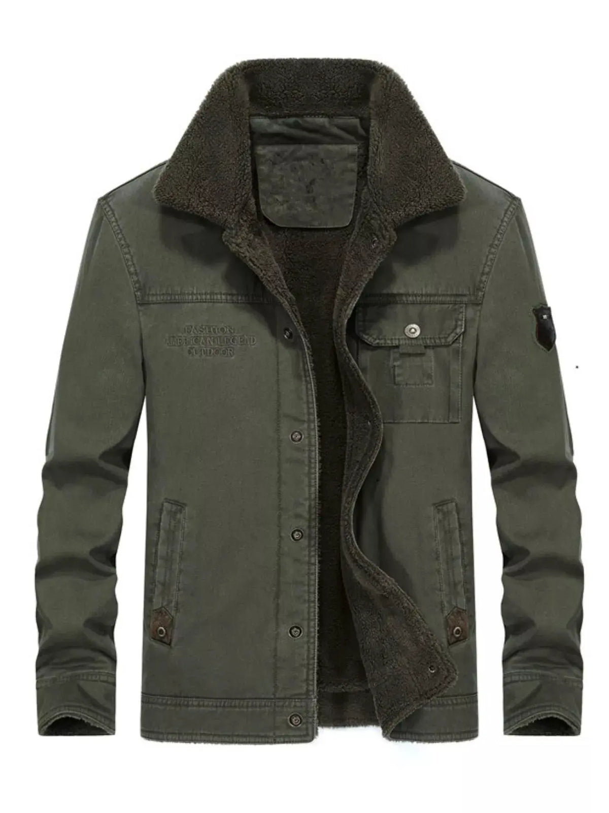 Men's Plus Size Solid Color Sherpa Lined Jacket by Partner Label