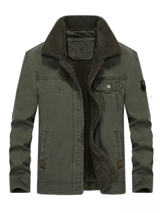 Men's Plus Size Solid Color Sherpa Lined Jacket by Partner Label