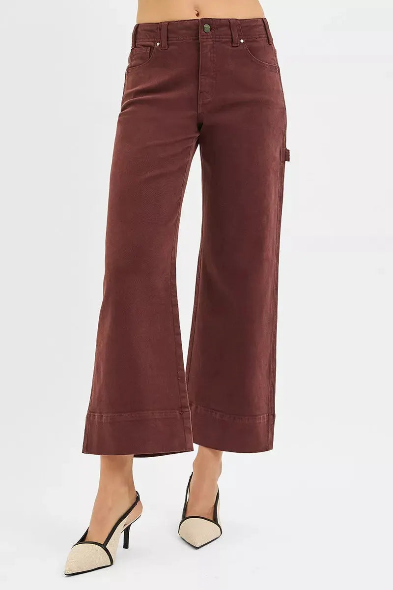 RISEN Tummy Control High Rise Crop Wide No Waist Band Pants by RISEN