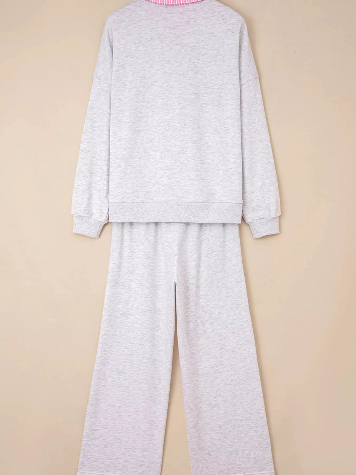Contrasted Trim Frilled Collar Drop Shoulder Top and Drawstring Pant Set by Partner Labels