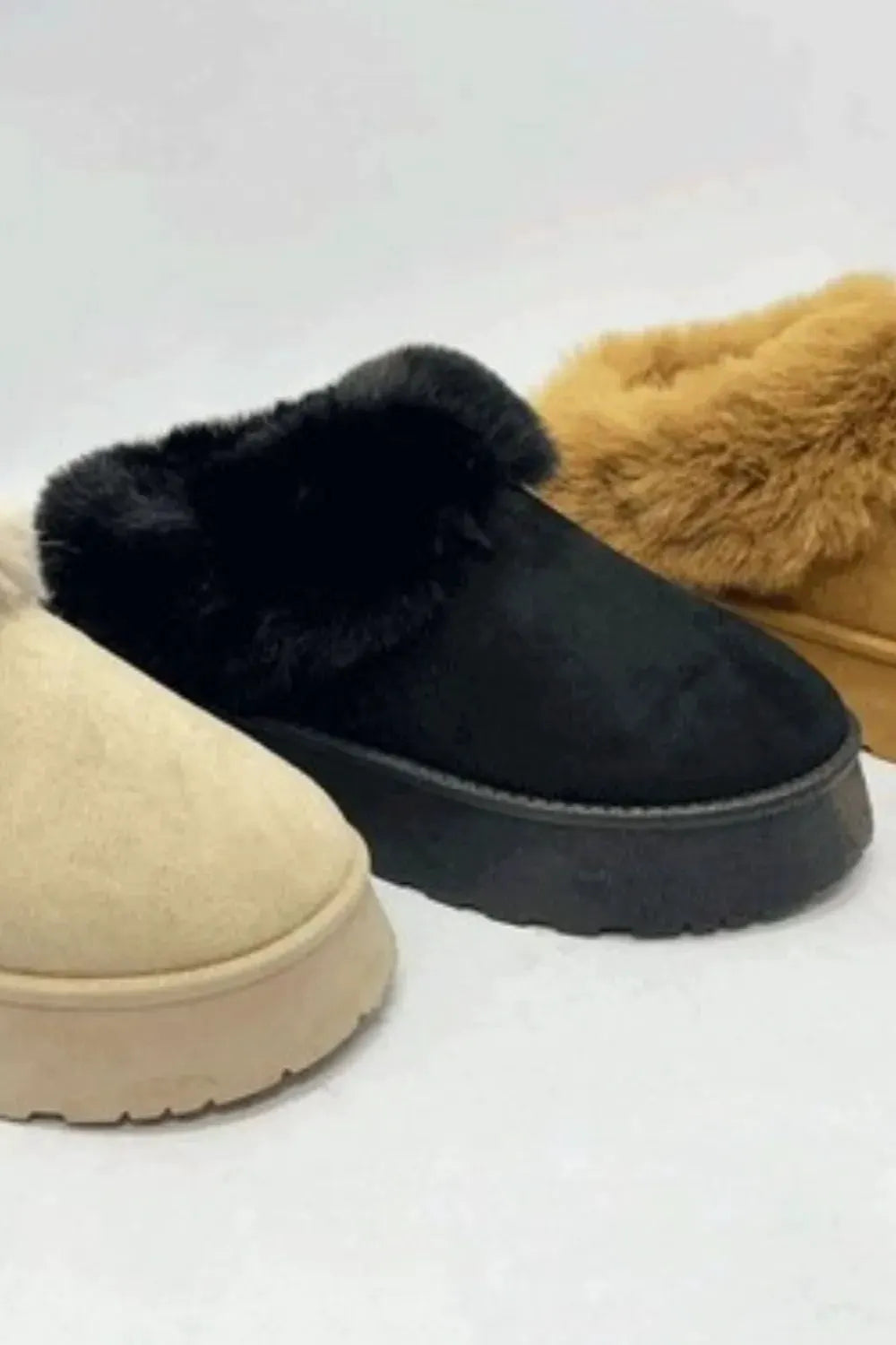 WILD DIVA Faux-Fur Platform Slip On Booties by WILD DIVA
