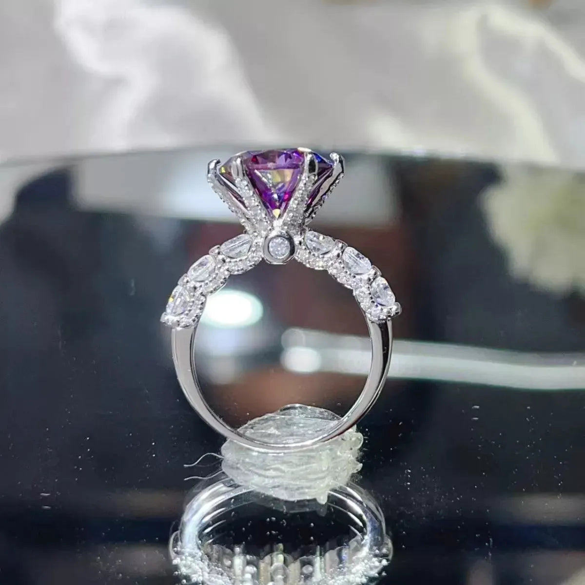 5 Carat Moissanite 6-Prong 925 Sterling Silver Ring by Partner Label