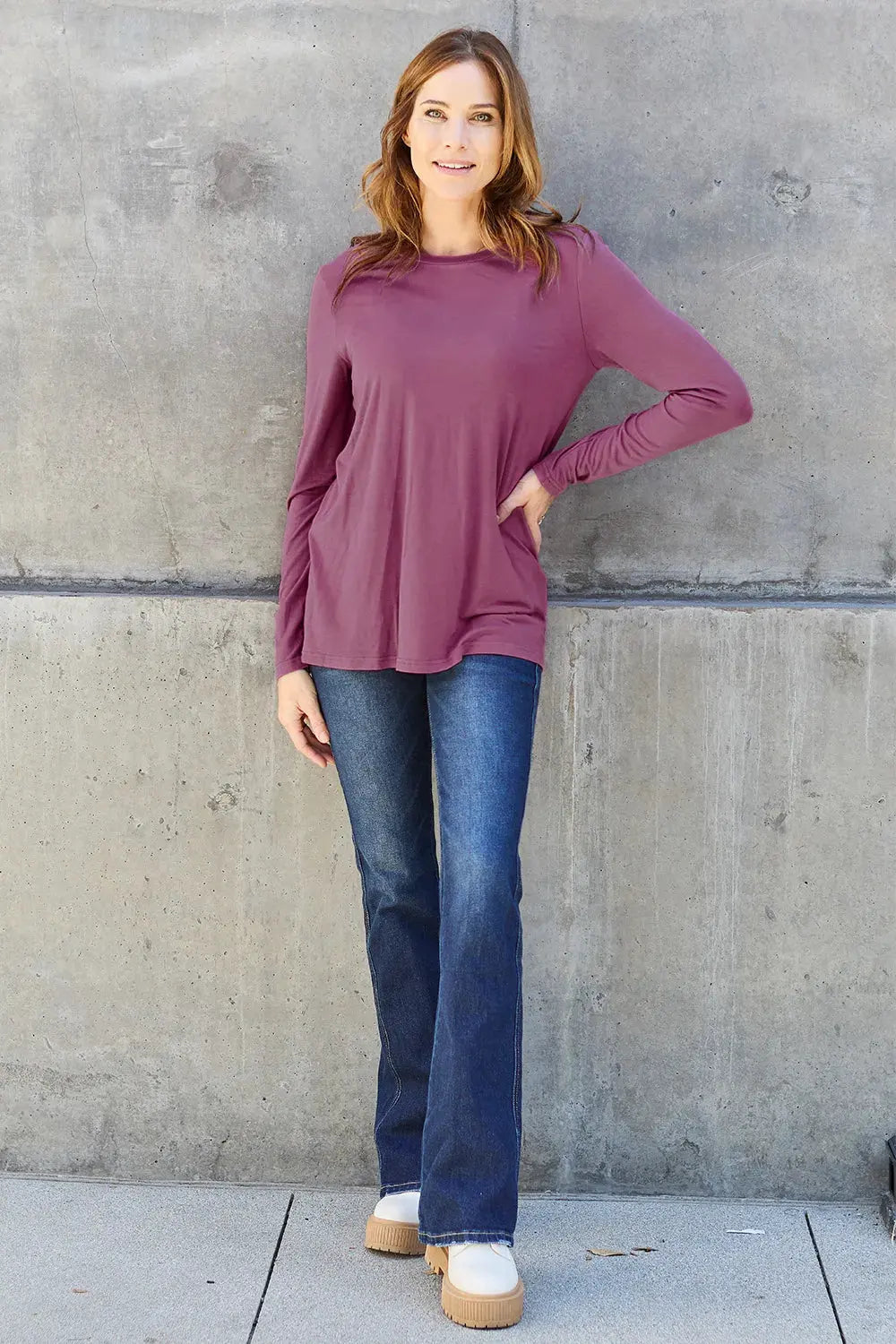 Basic Bae Full Size Round Neck Long Sleeve Top | Partner Labels Selection by Partner Label