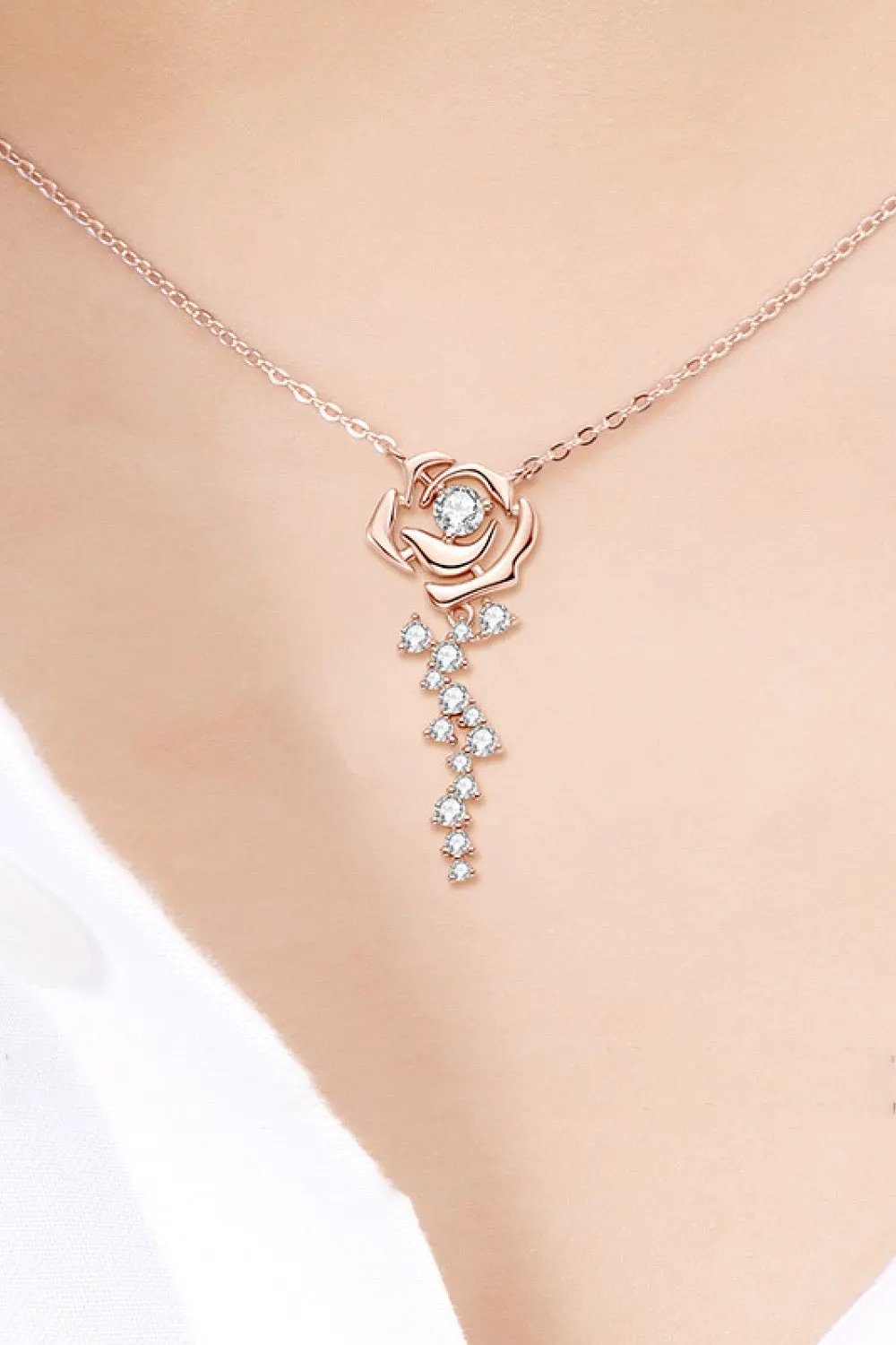 925 Sterling Silver 18K Rose Gold-Plated Pendant Necklace by Partner Label