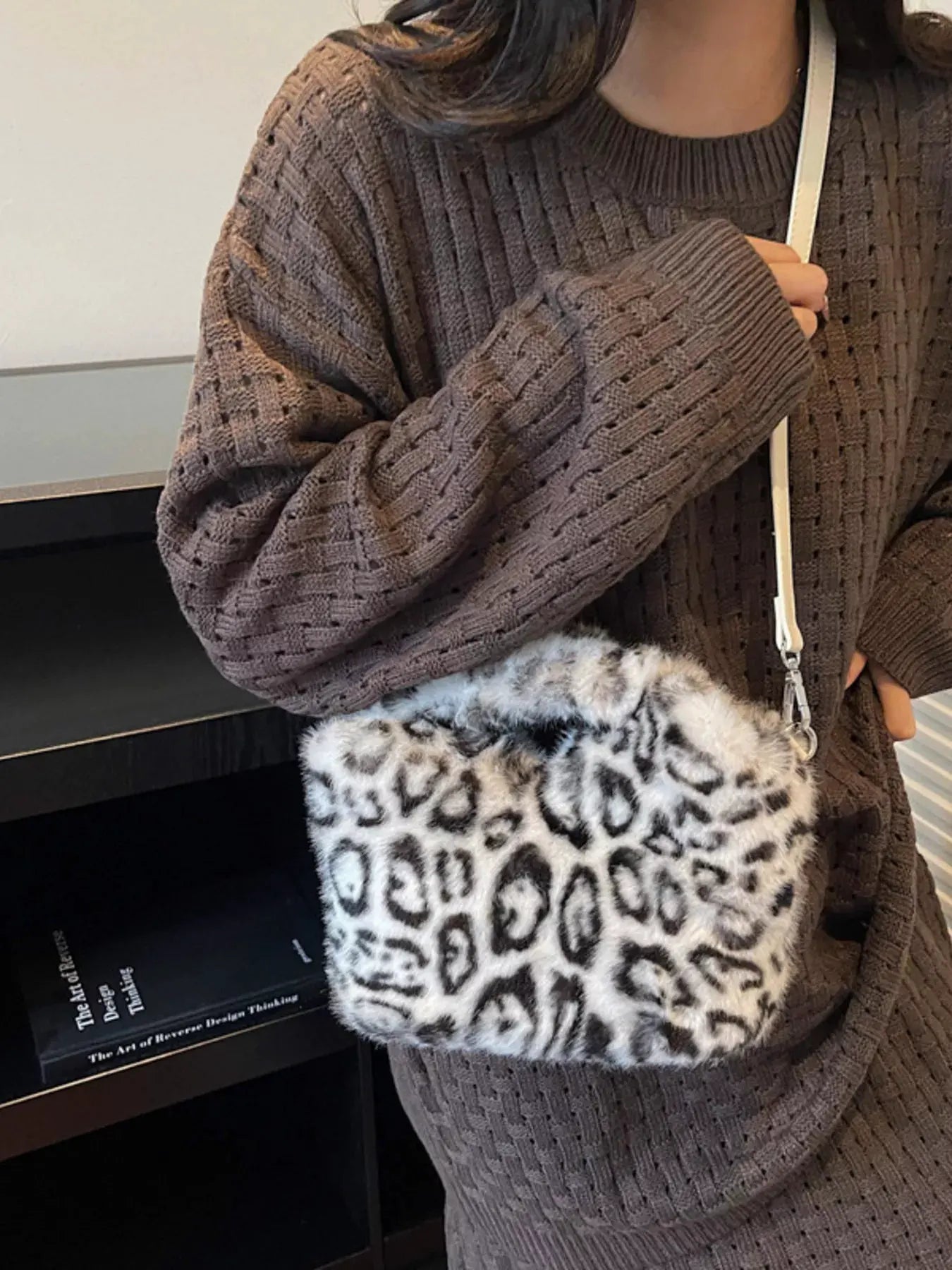 Leopard Plush Crossbody Bag by Partner Label