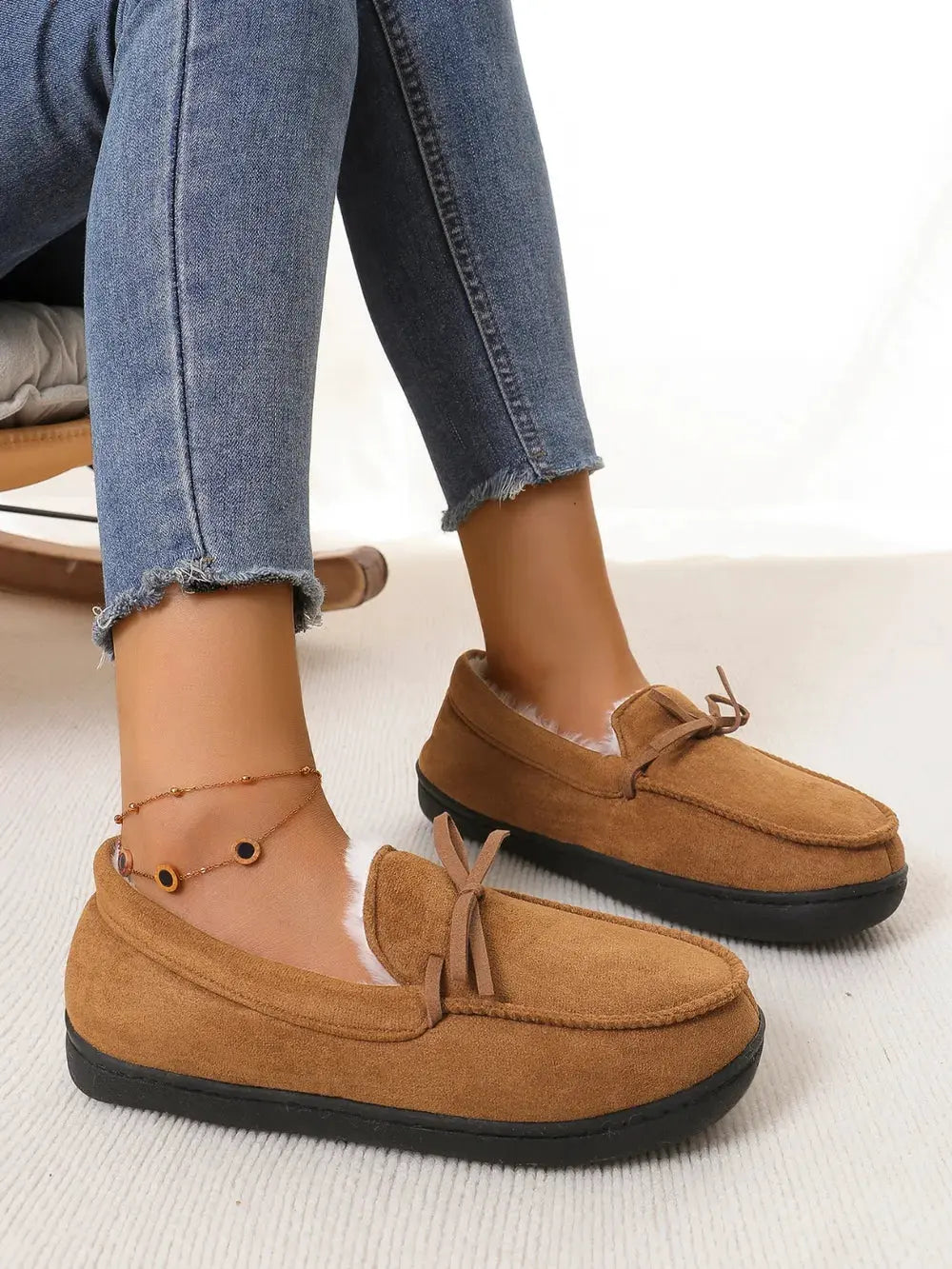 Bow Round Toe Flat Slip-Ons by Partner Label