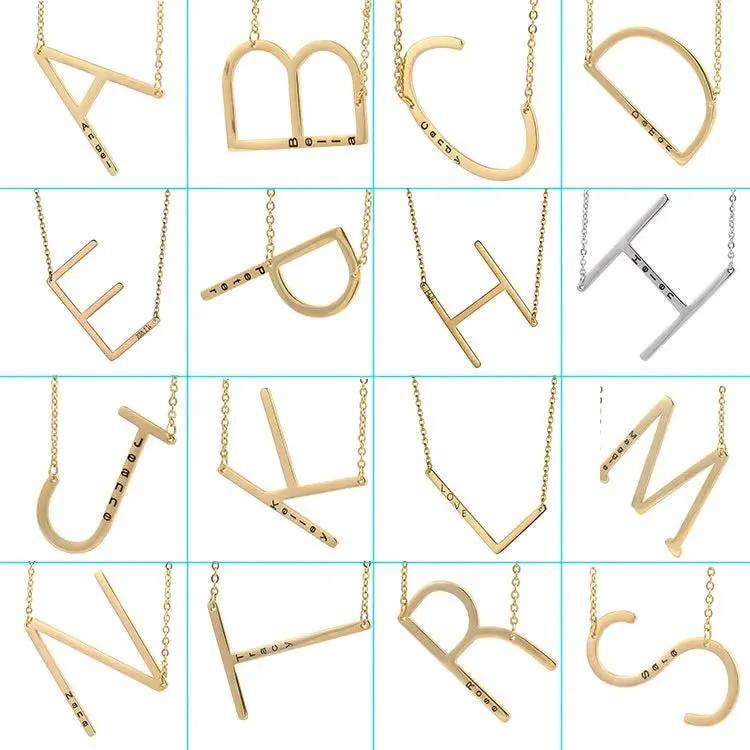 26 English Letter Pendant European Titanium Steel Necklace - Letter Pendant necklace by Maiden-Art