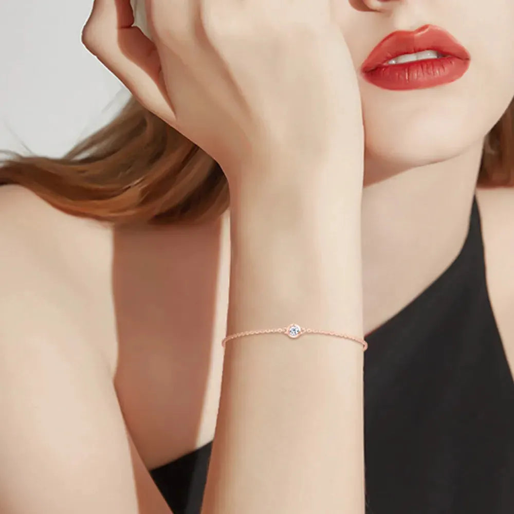 Inlaid Moissanite 925 Sterling Silver Bracelet by Partner Label