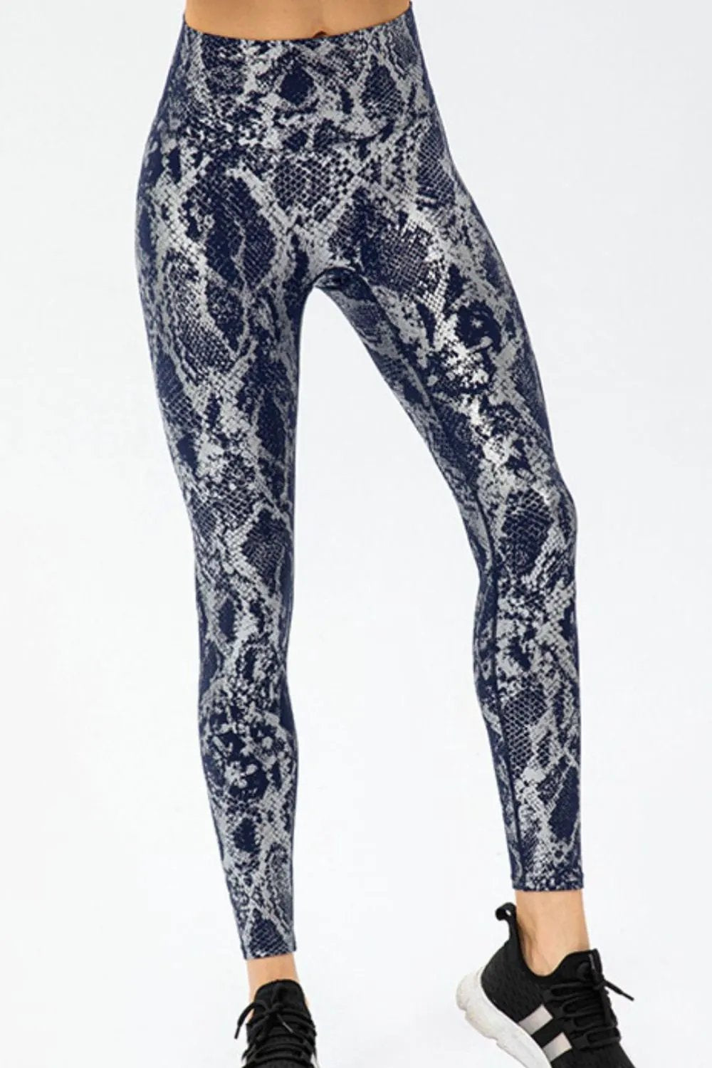 Animal Print Slim Fit Wide Waistband Long Sports Pants by Partner Label