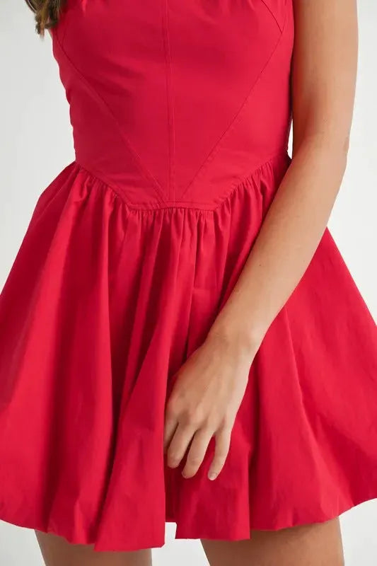 MABLE Poplin Square Neckline Bubble Mini Dress by MABLE