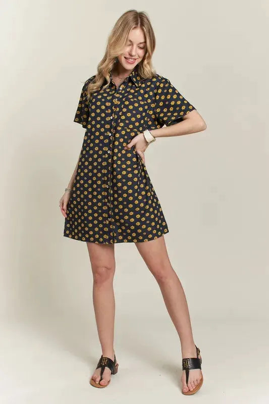 ADORA Floral Button-Up Mini Denim Dress by Partner Label