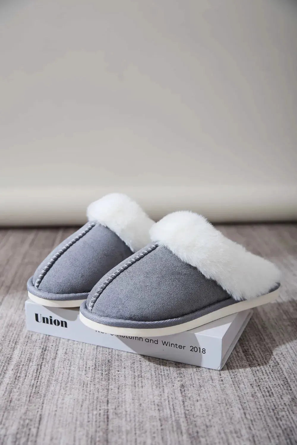 Faux Fur Round Toe Slippers by Partner Label