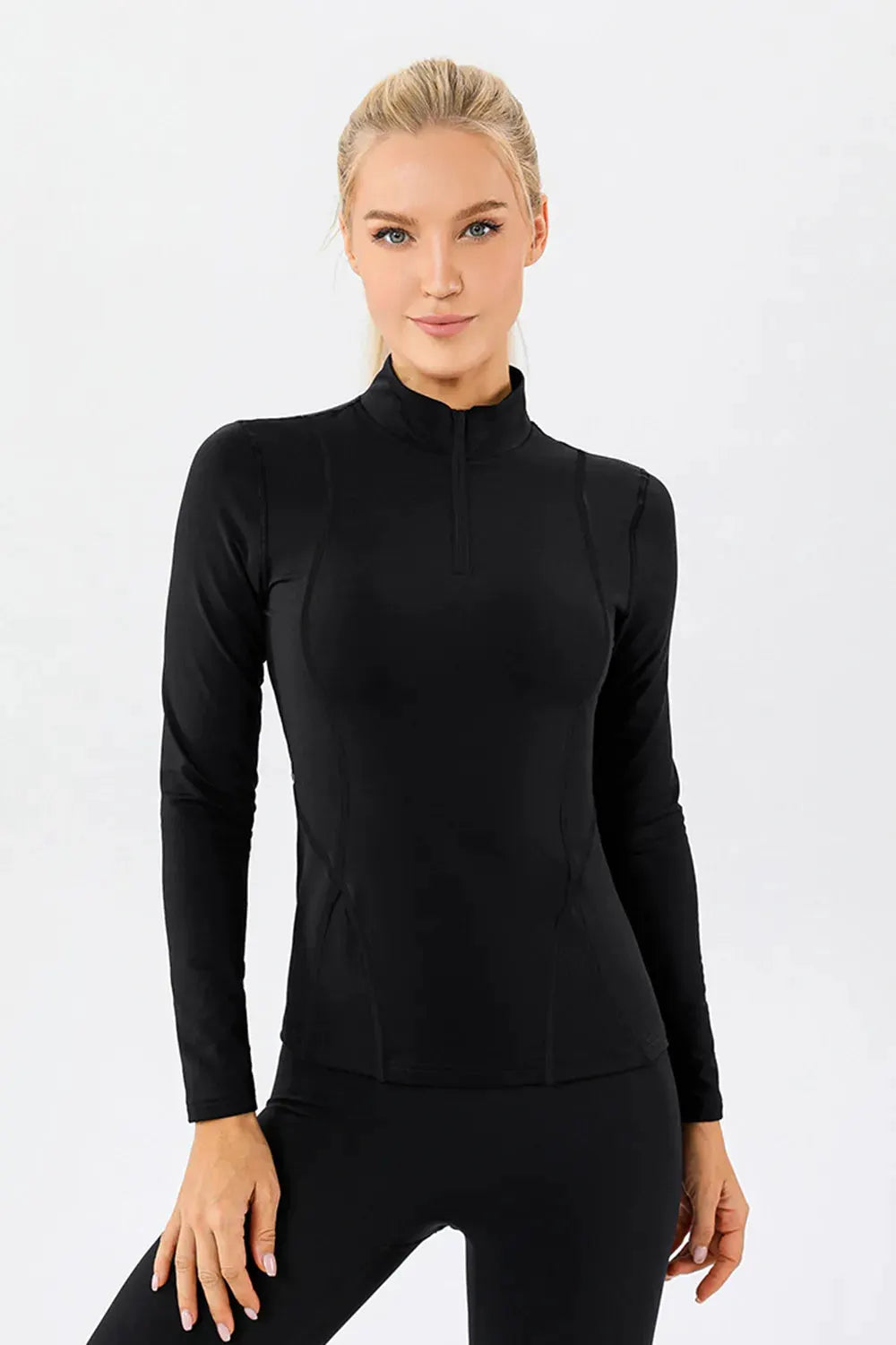 Mock Neck Quarter Zip Active T-Shirt by Partner Label