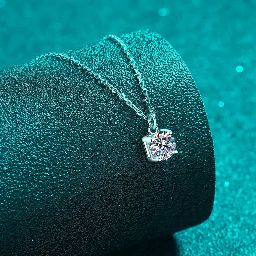 1 Carat Moissanite 925 Sterling Silver Necklace by Partner Label