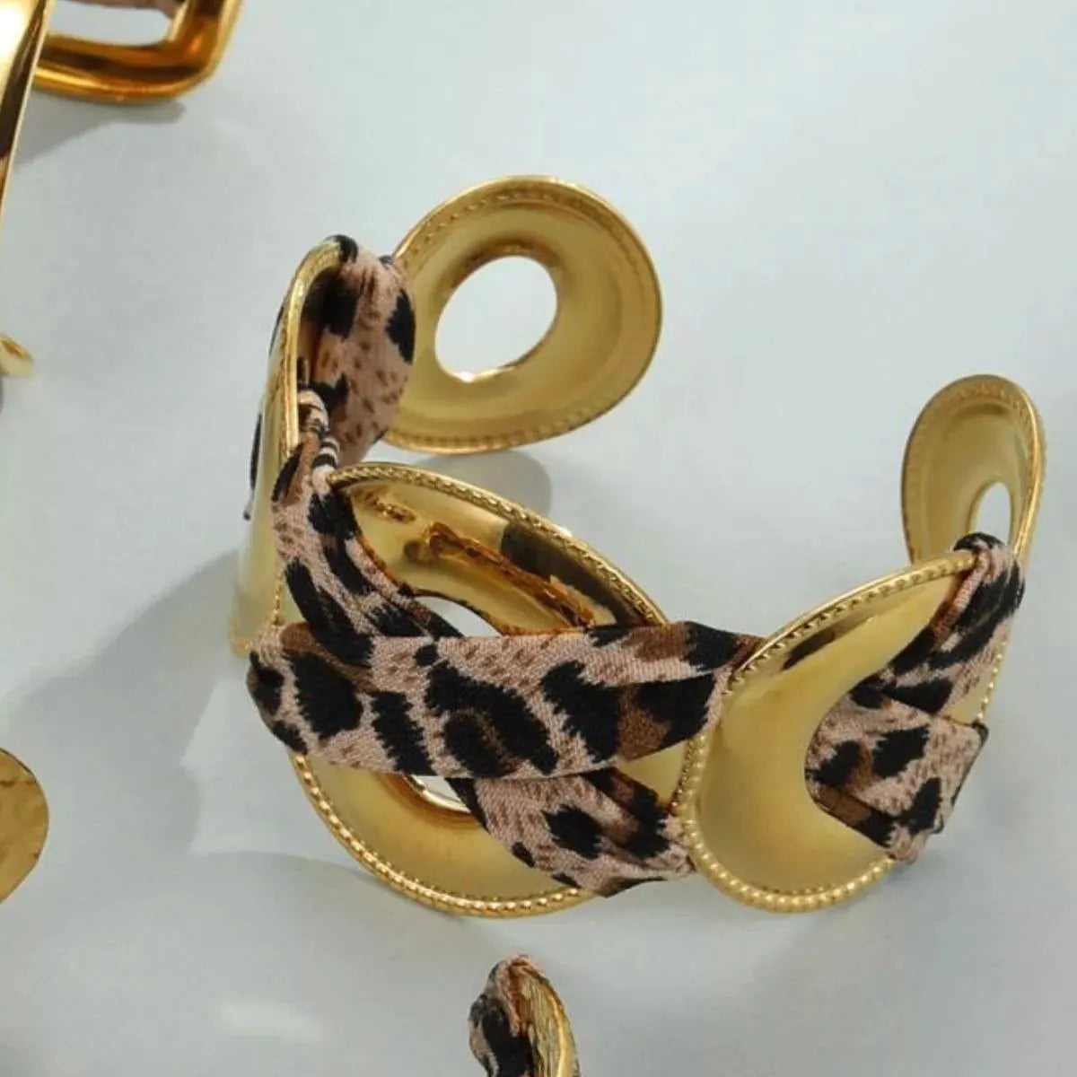 Leopard Ribbon 18K Gold-Plated Open Bracelet by Partner Label