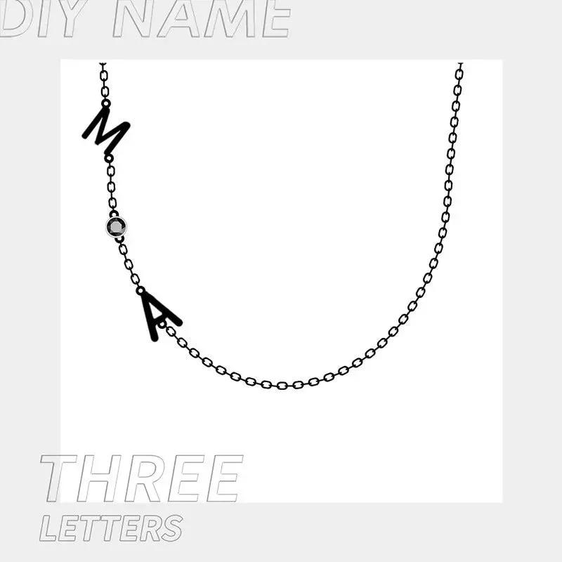 Stainless Steel 26 English Letter Name Necklace by Maiden-Art