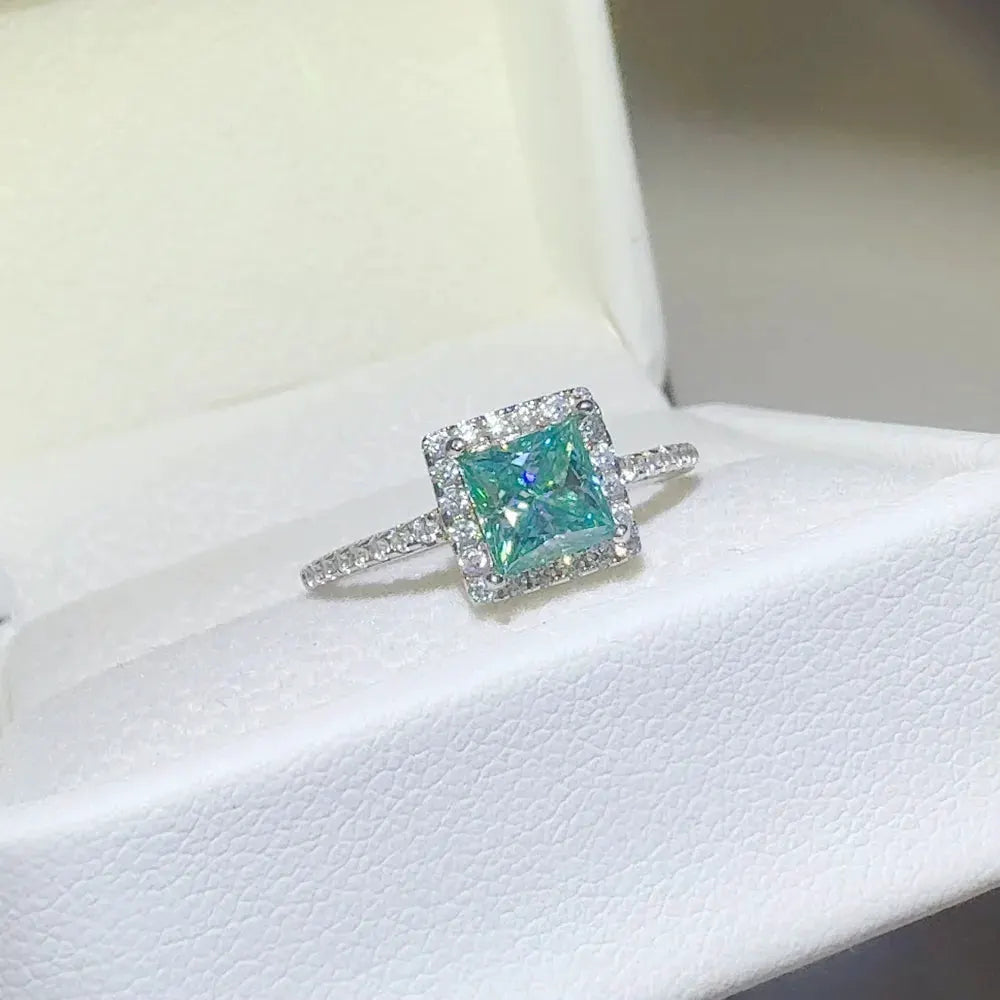 2 Carat 925 Sterling Silver Moissanite Square Shape Ring by Partner Label