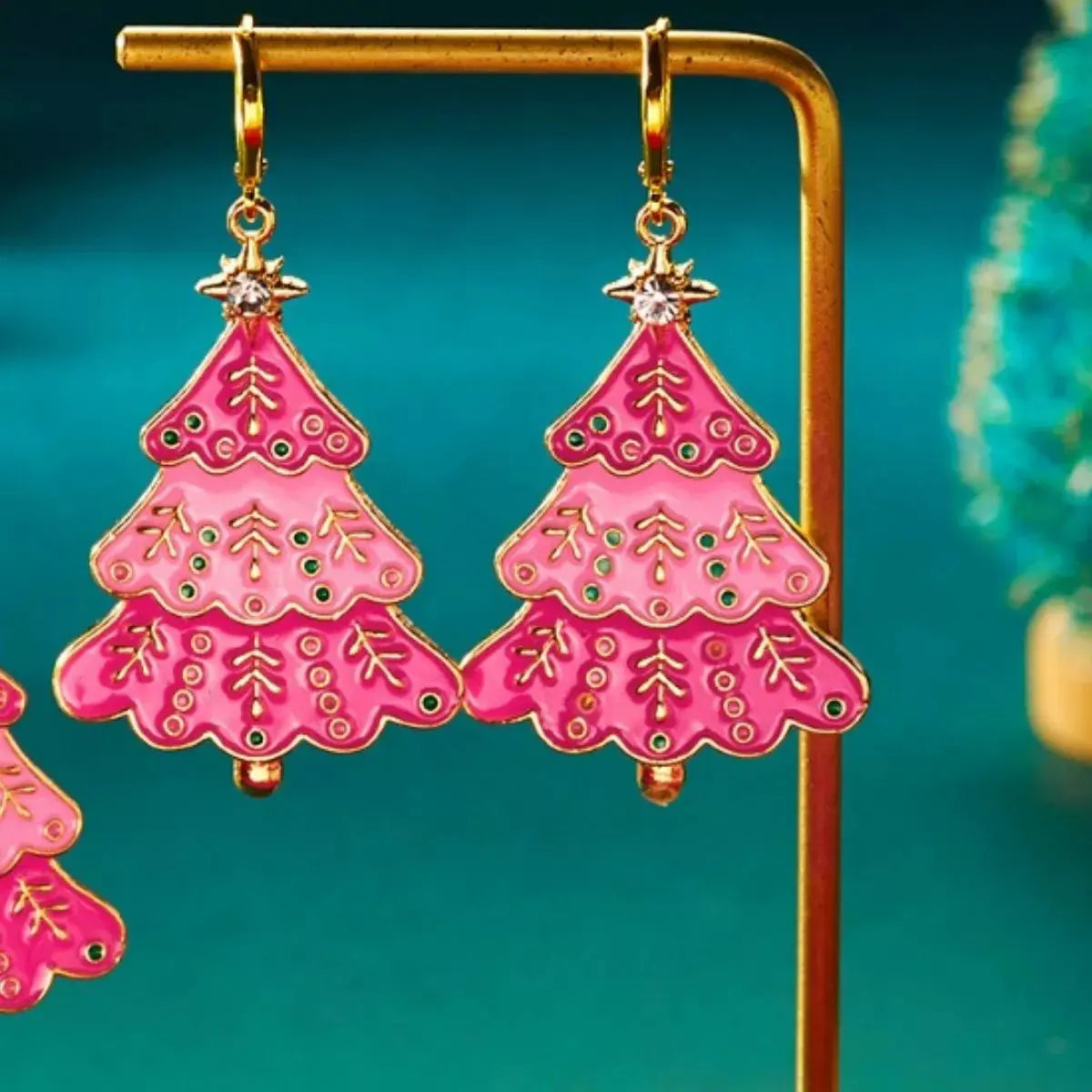 Christmas Tree Dangle Earrings by Partner Label