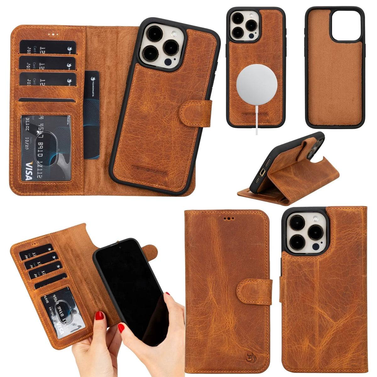 Casper Leather iPhone 15 Pro Max Wallet Case | Detachable MagSafe Compatible RFID Protection by TORONATA