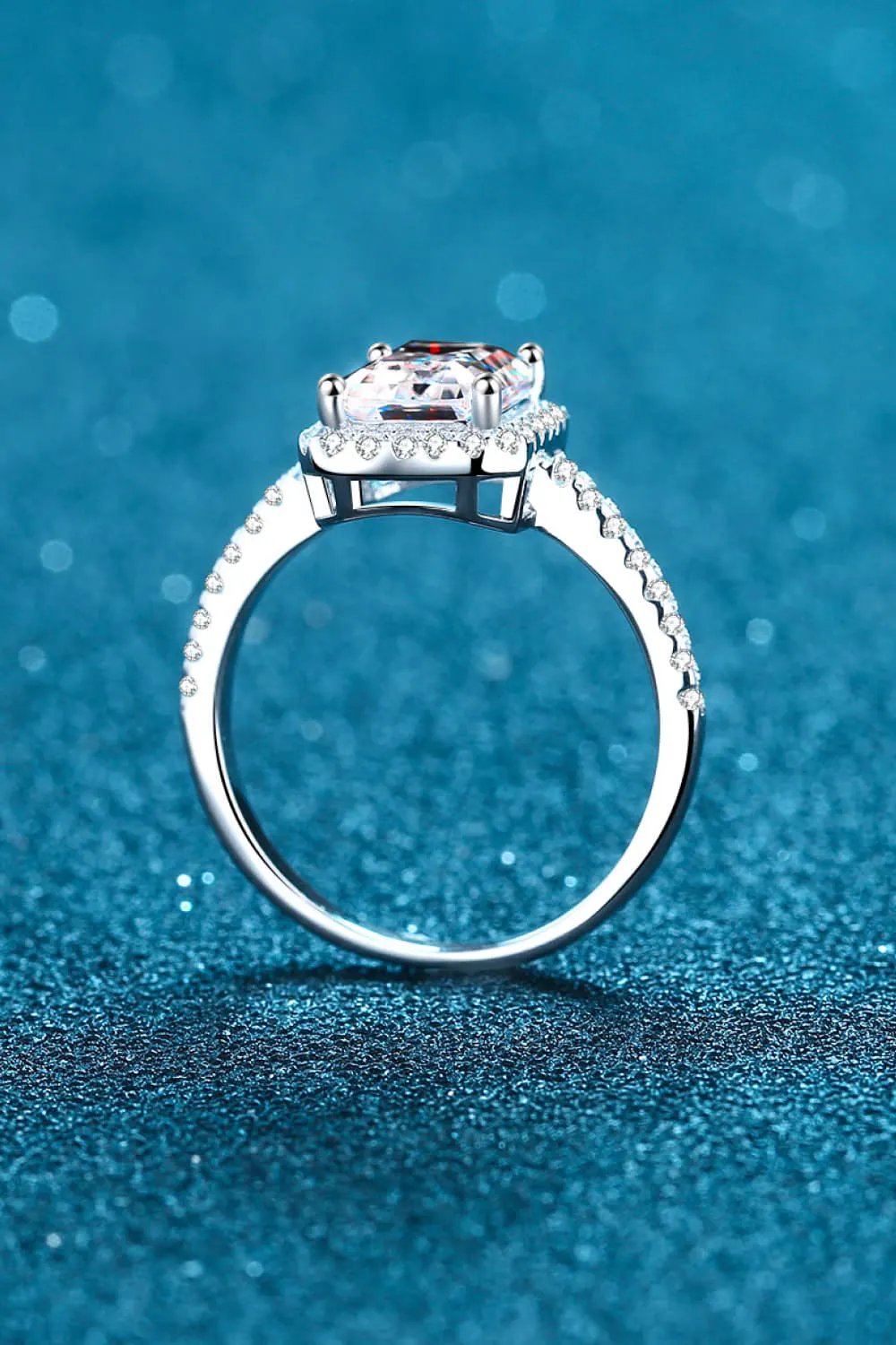 2 Carat Moissanite 925 Sterling Silver Halo Ring by Partner Label
