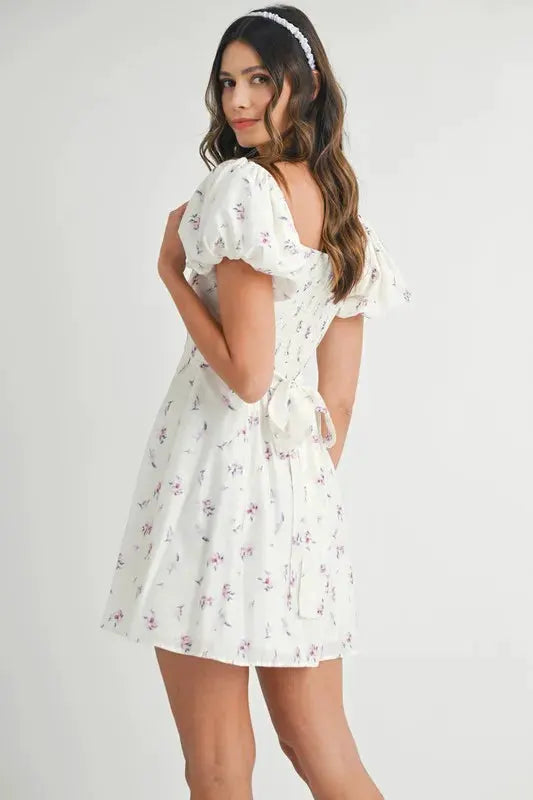 MABLE Floral Print Puff Sleeve Mini Dress by MABLE