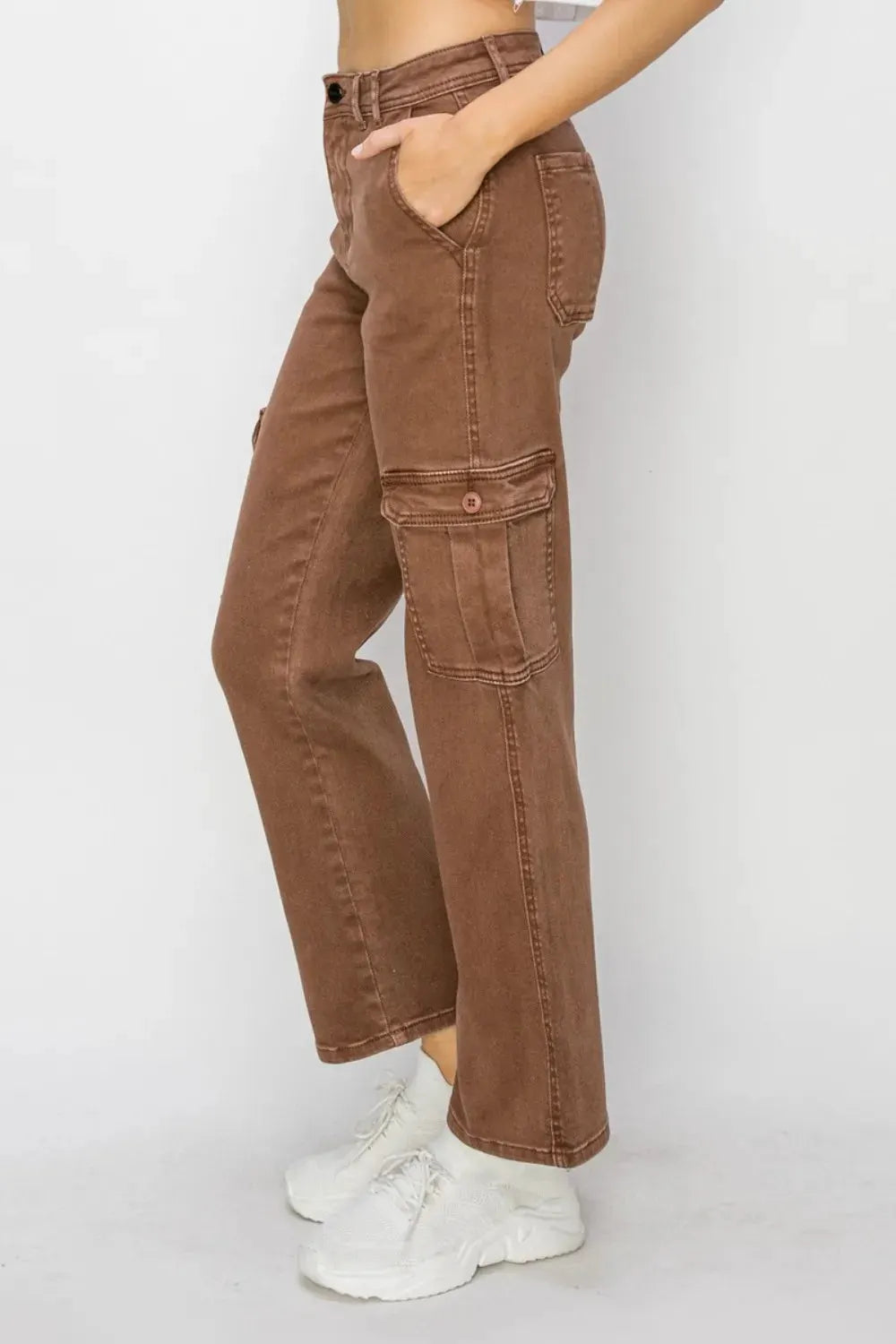 Risen Full Size High Rise Cargo Jeans by RISEN