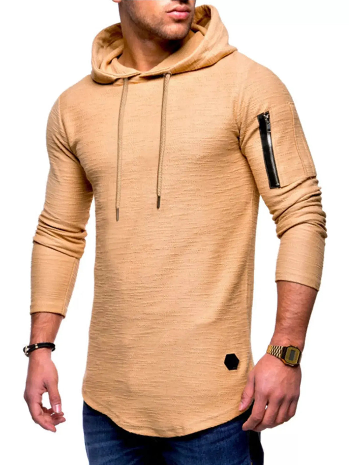 Men's Plus Size Casual Slim Fit Long Sleeve Hoodie by Partner Label