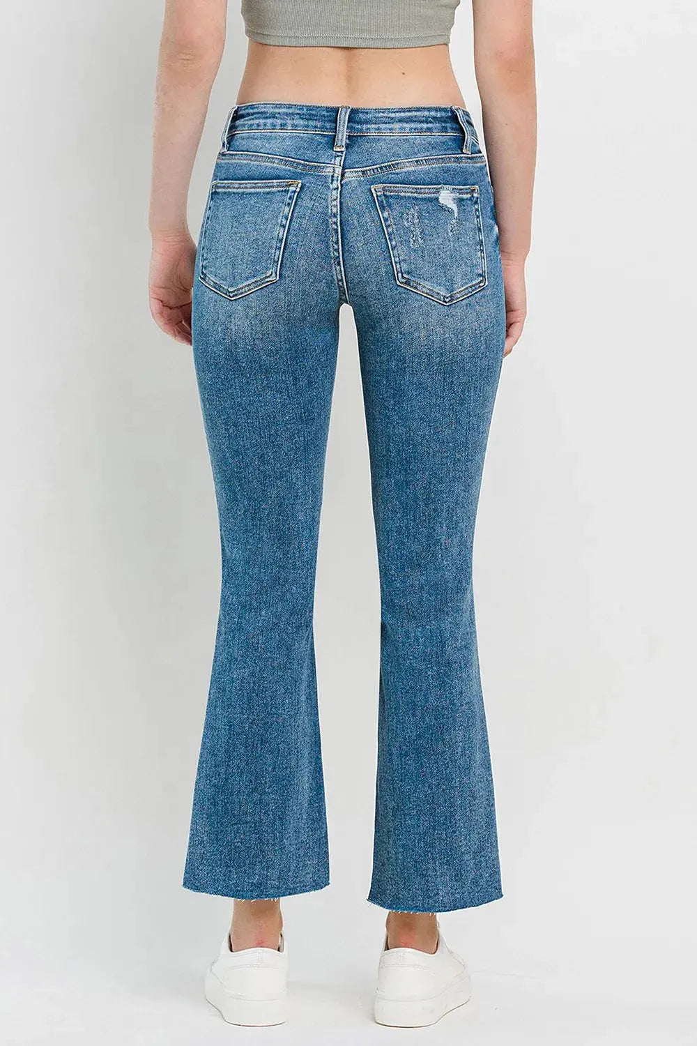 Vervet by Flying Monkey Full Size Mid Rise Distressed Cropped Flare Jeans by Vervet by Flying Monkey