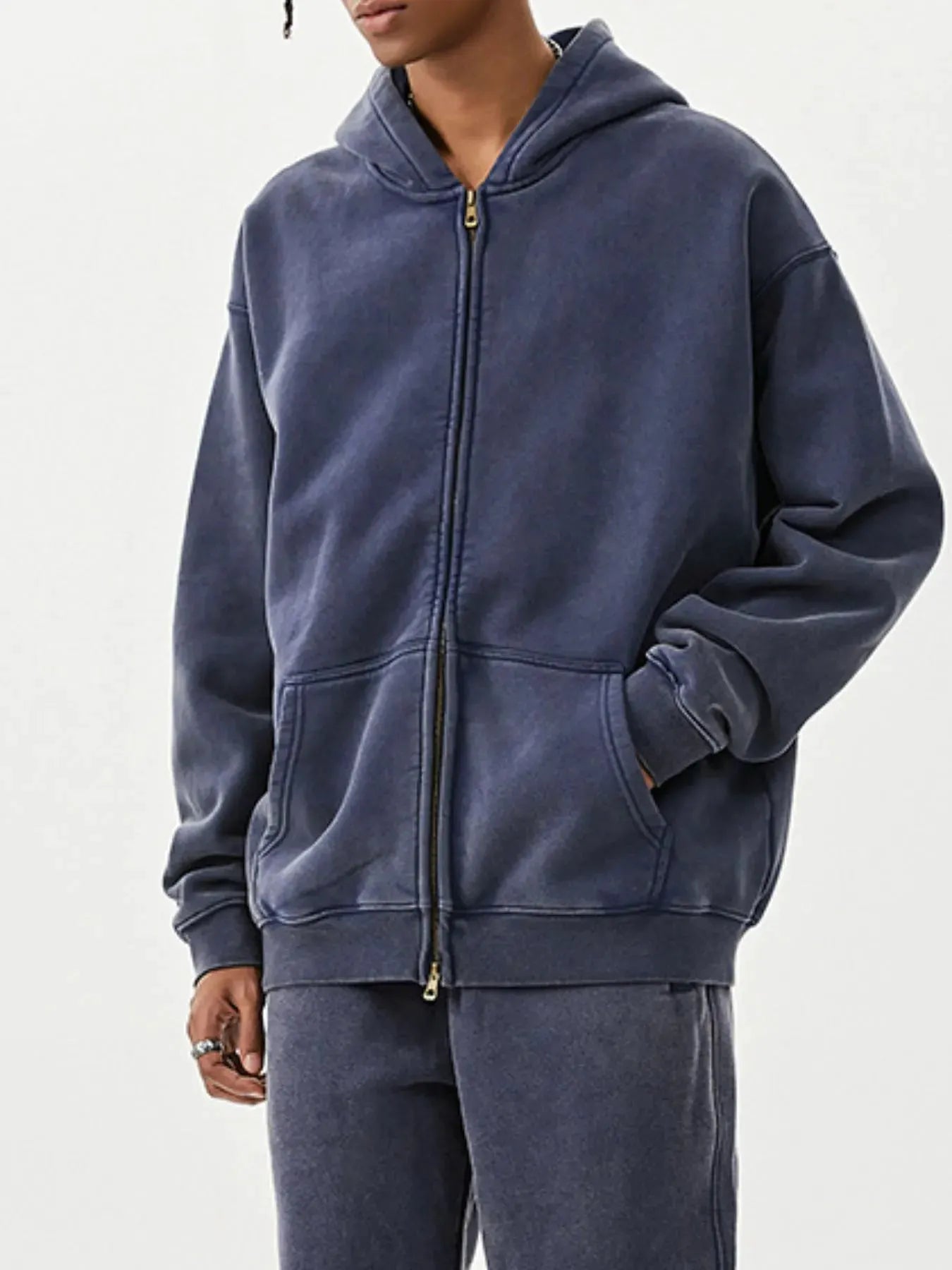 Men's Oversized Zip-Up Hoodie by Trendsi