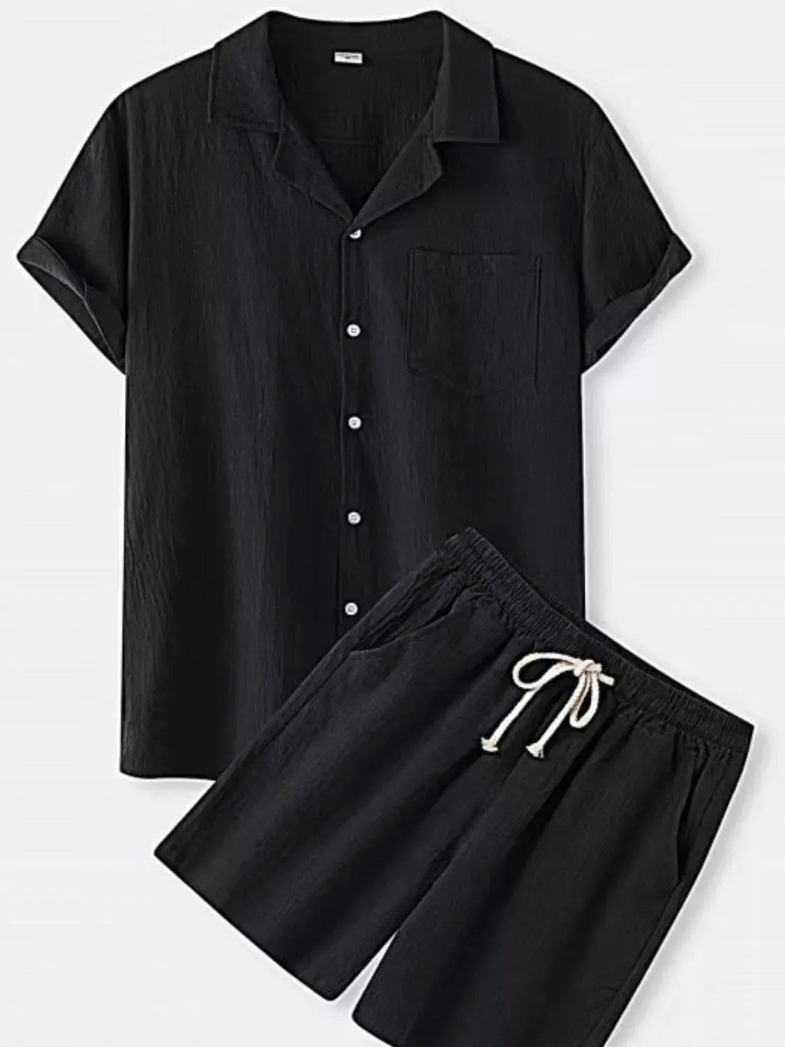 Men's Full Size Button Up Short Sleeve Shirt and Shorts Set Plus Size by Trendsi