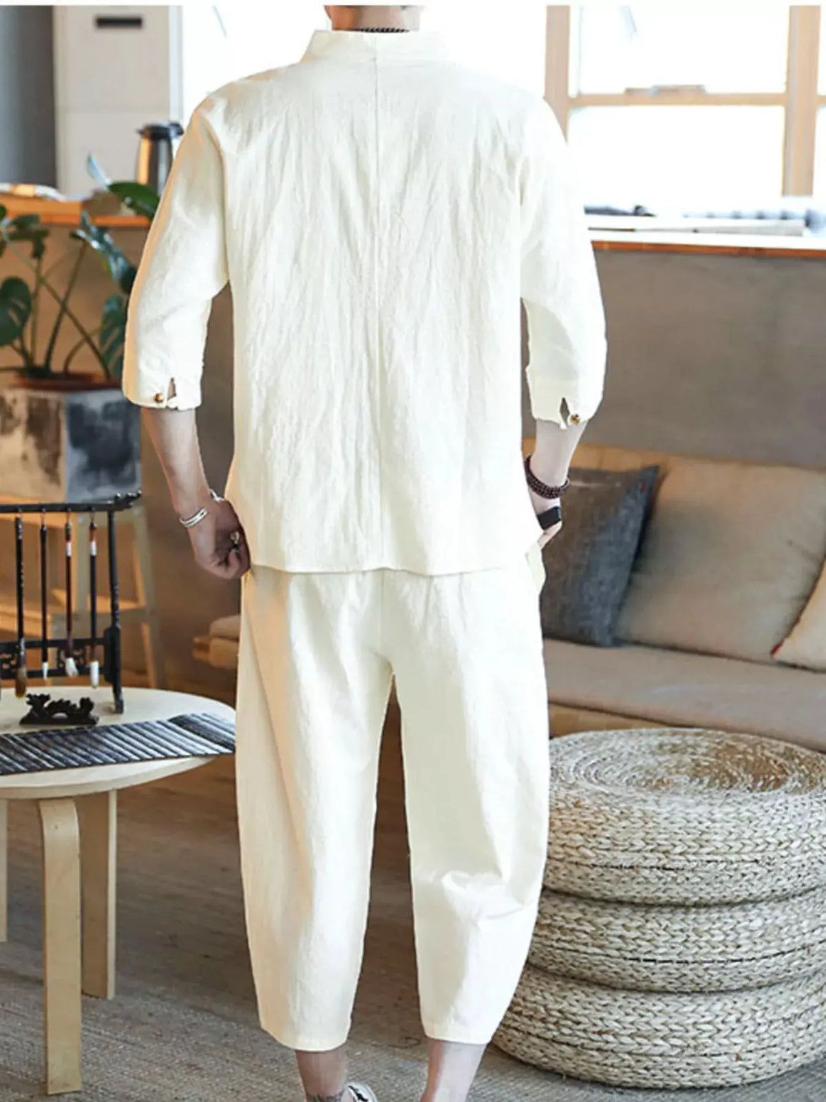 Men's Plus Size 3/4 Sleeve Top and Pants Set by Trendsi
