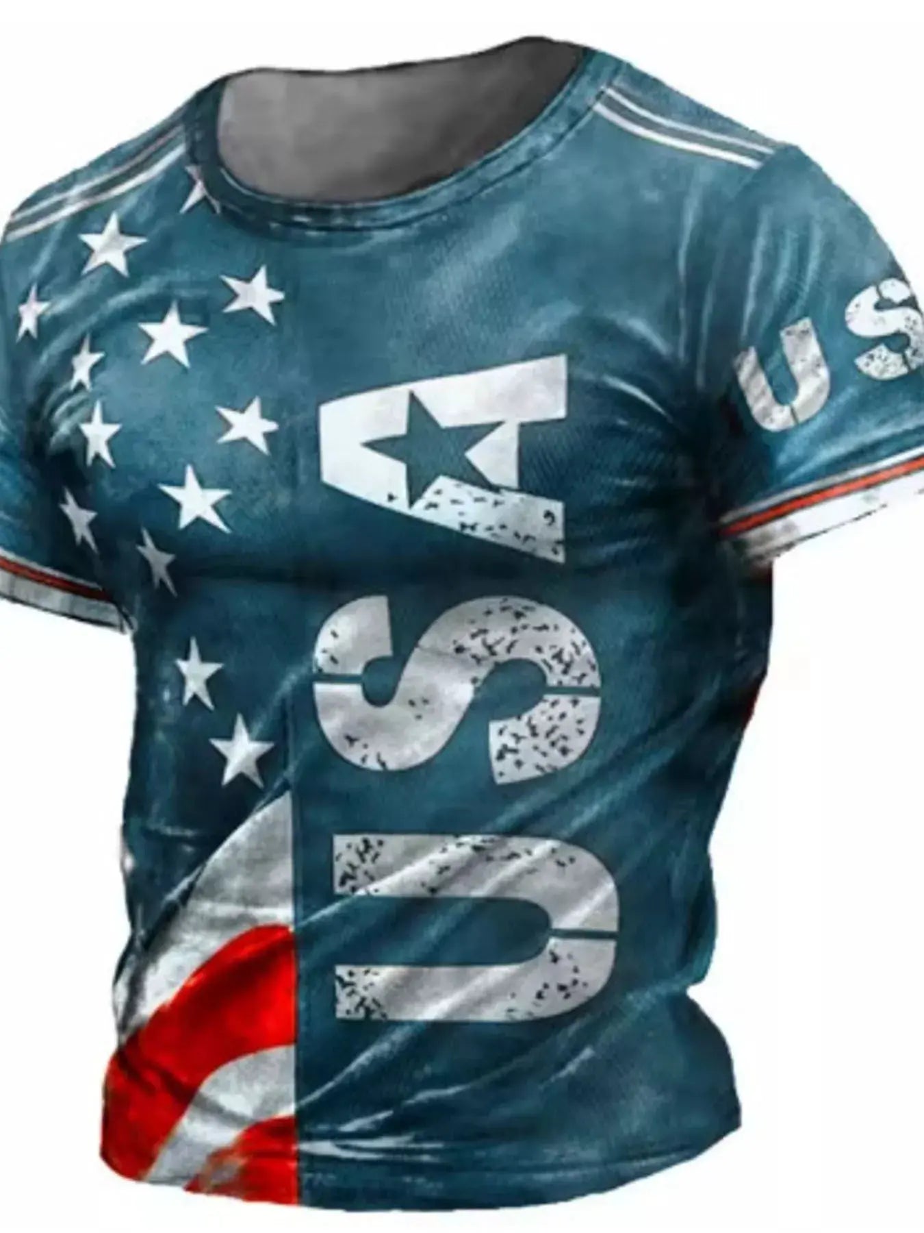 Men's Full Size USA Flag Print T-Shirt Plus Size by Trendsi