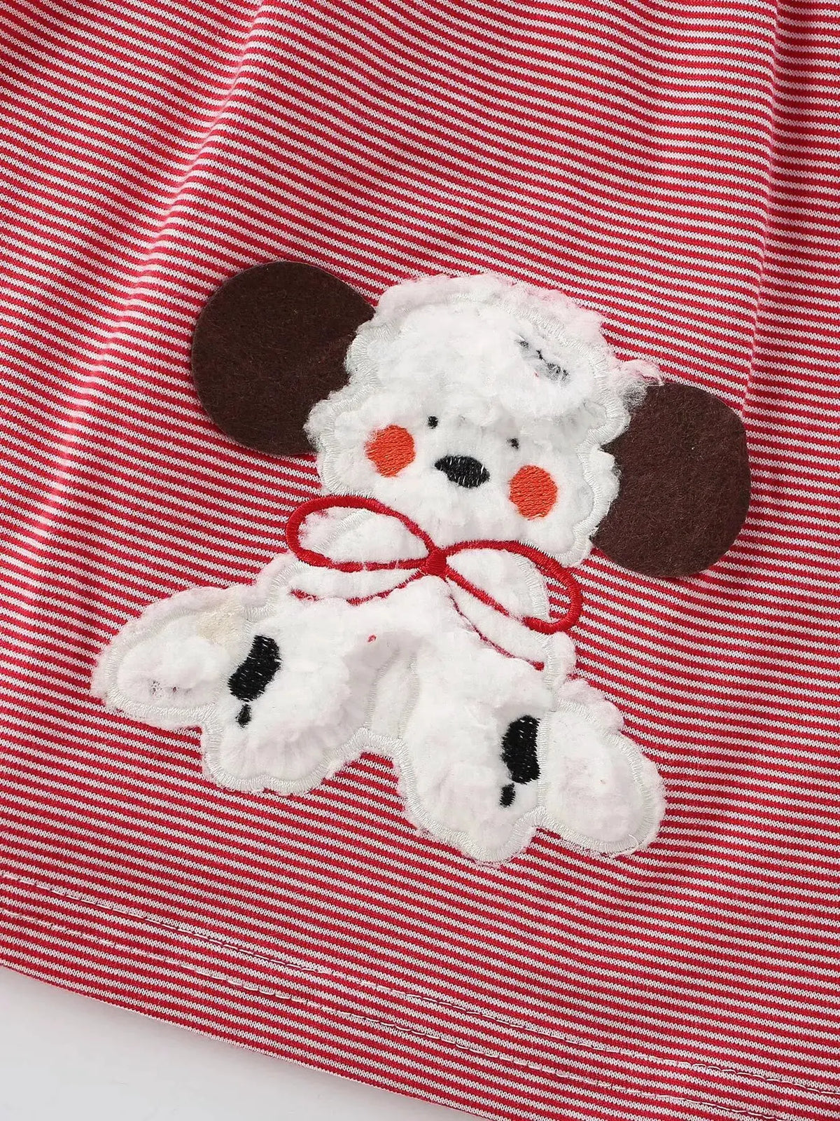 Children's Striped Long-Sleeve Casual Dress with Puppy Applique by Trendsi
