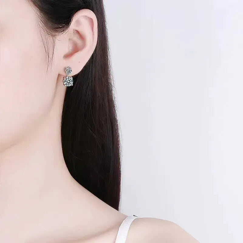 10 Carat Moissanite 925 Sterling Silver Earrings by Partner Label