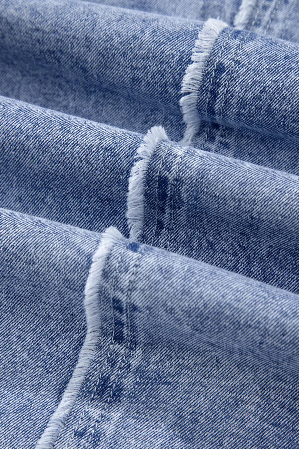 Raw Hem Button Down Long Sleeve Denim Dress by Partner Label