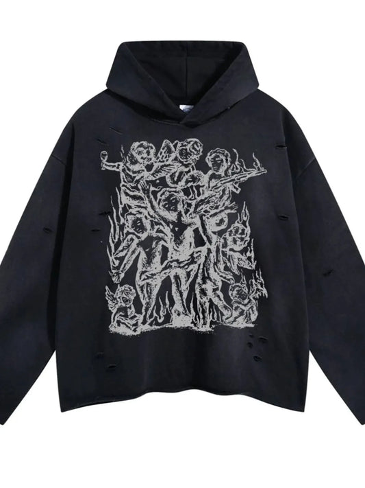 Men's Graphic Long Sleeve Hoodie by Trendsi