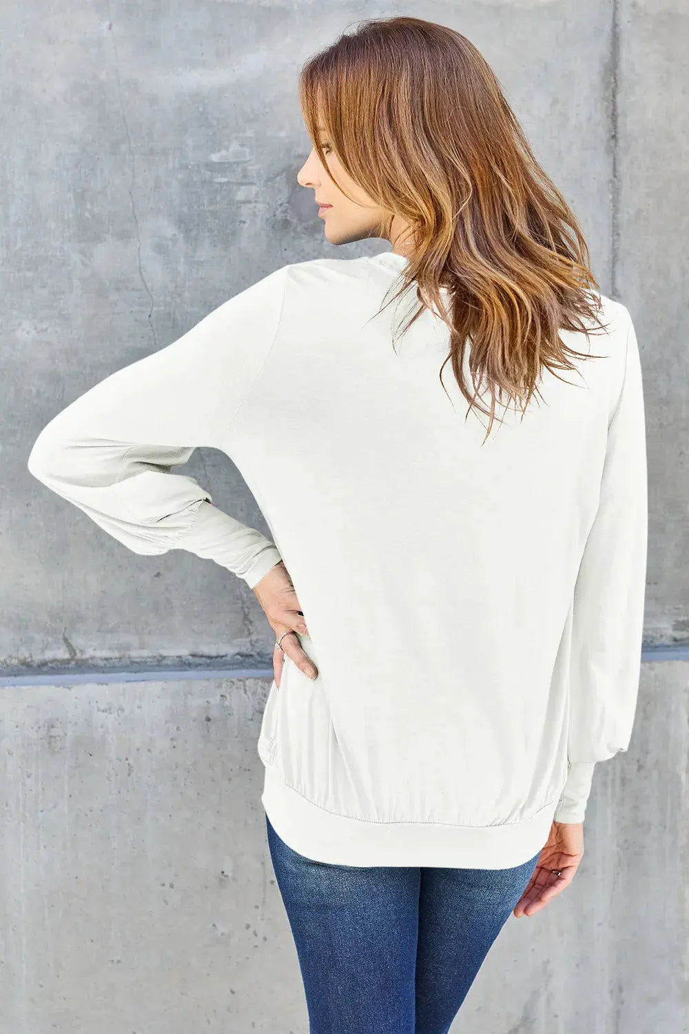 Basic Bae Full Size V-Neck Lantern Sleeve Top by Basic Bae