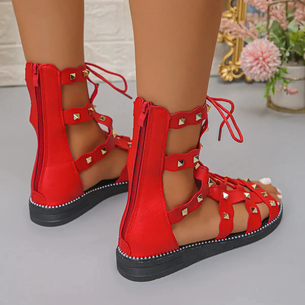 Open Toe Lace Up Sandals by Partner Label