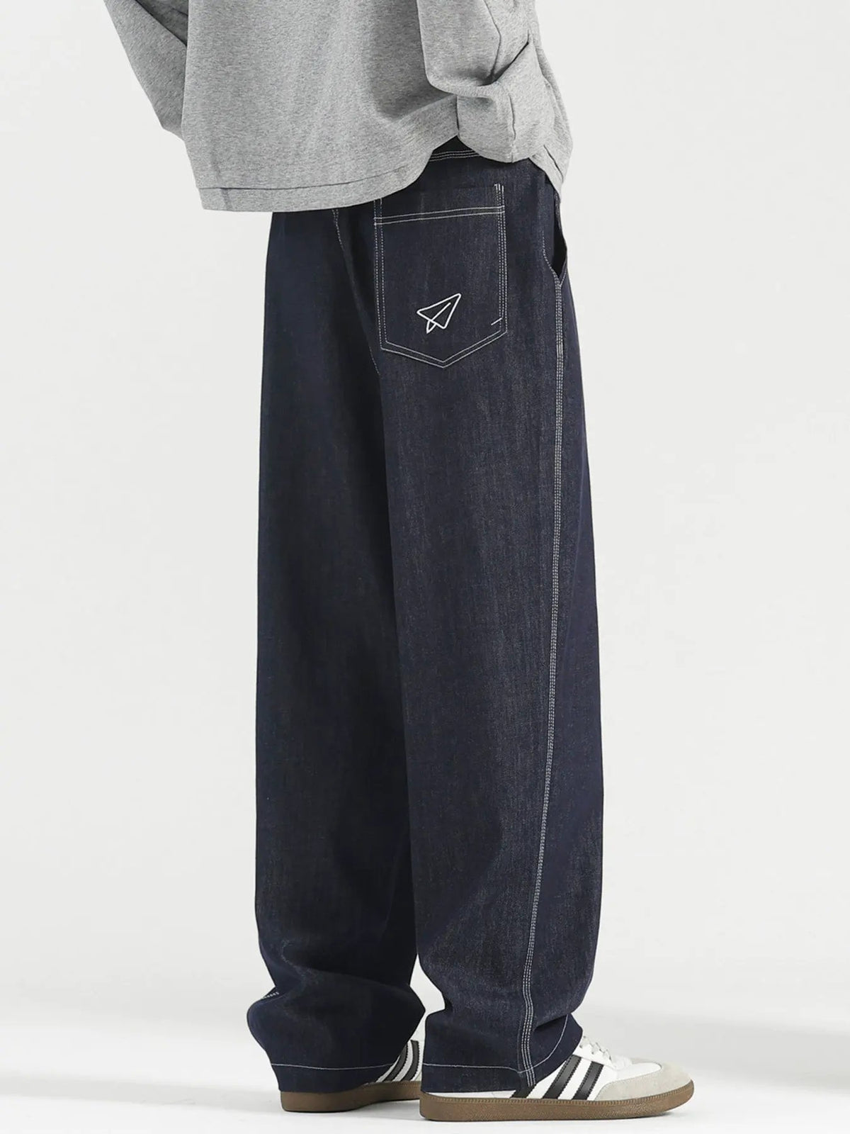 Men's Plus Size Wide Leg Drawstring Jeans by Partner Label