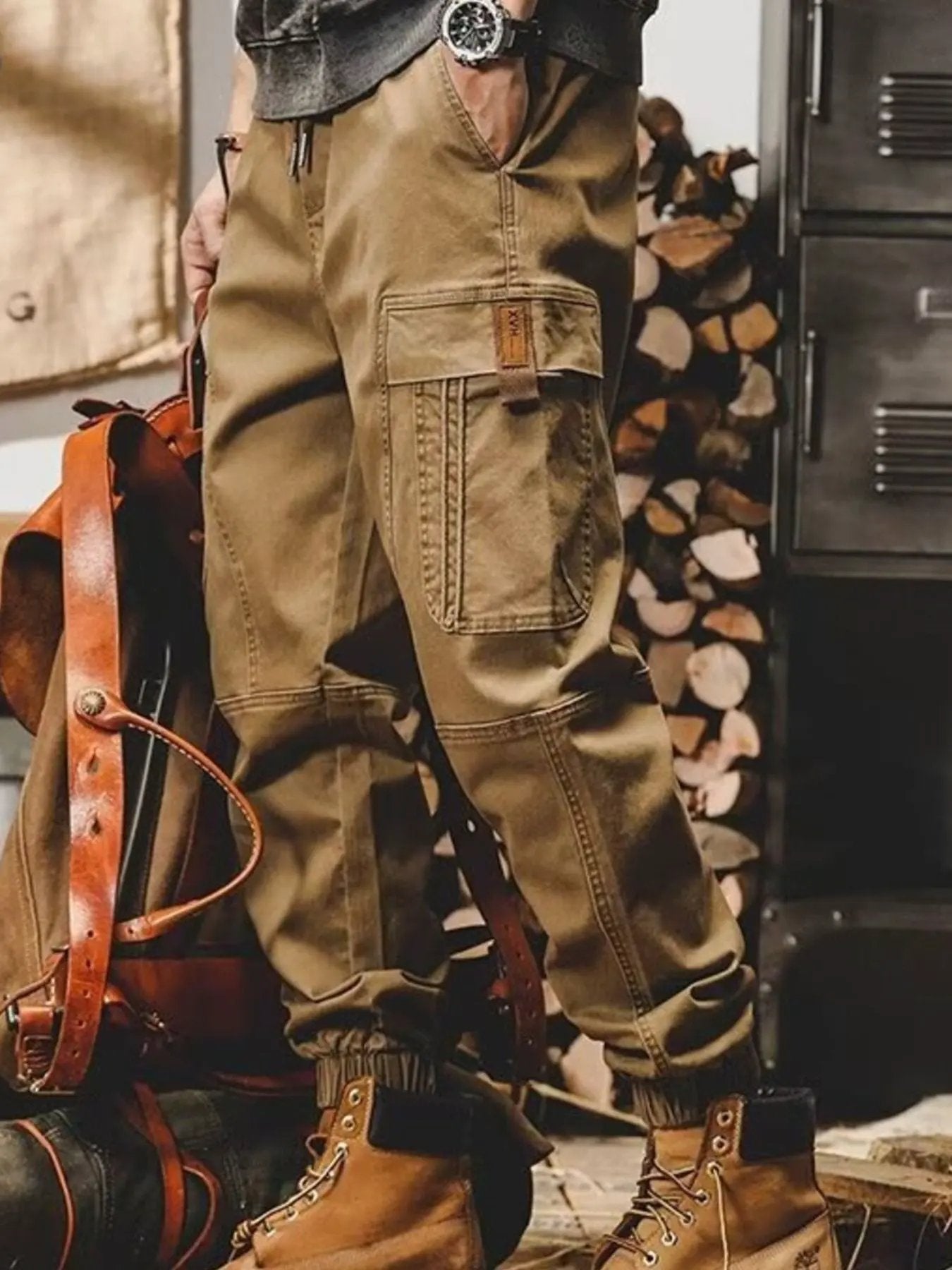 Men's Plus Size Relaxed Fit Cargo Pants by Partner Label