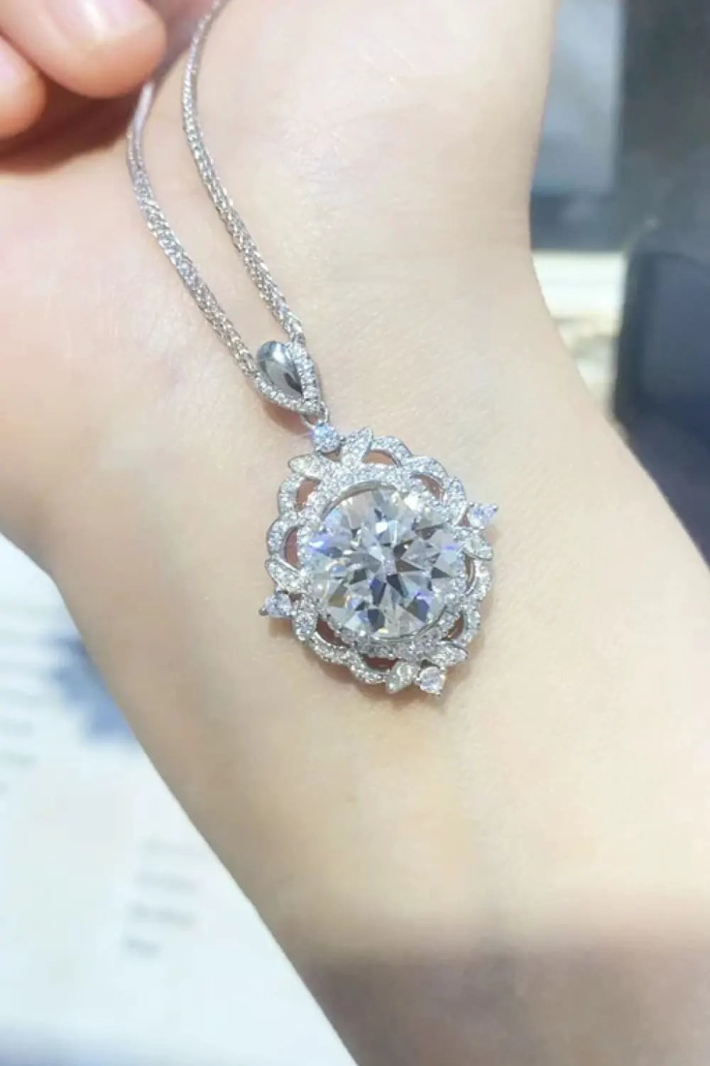 5 Carat Moissanite 925 Sterling Silver Necklace by Partner Labels