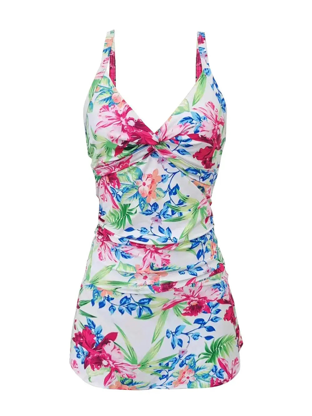 Printed Spaghetti Strap Top and Skirt Swim Set by Partner Label